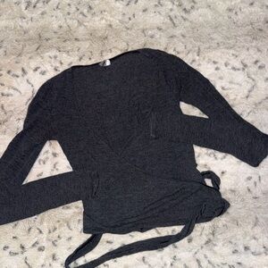 SOLD Dark Grey ballet wrap style long sleeve top